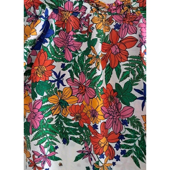 Talbots Top Women's Medium Petite‎ Colorful Blissful Floral Smocked Cuff Spring - Picture 7 of 10